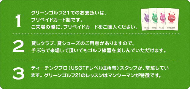 グリーンゴルフ21のプレイシステムのご案内